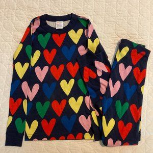 Hanna Andersson Long Sleeve Navy Blue Heart Pajamas - Size 120